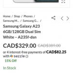 Second Hand BRAND NEW Samsung Galaxy A23 128GB For Sale Edmonton, Alberta Gallery Image